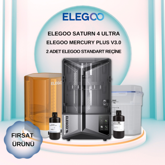 Elegoo Saturn 4 Ultra & Elegoo Mercury Plus V3.0 Yıkama ve Kürleme Makinesi & Elegoo Standart Fotopolimer Reçine 