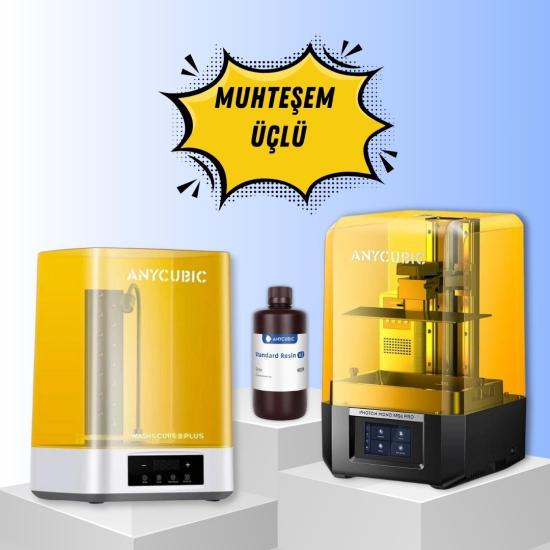 Anycubic Photon Mono M5s Pro MSLA 3D Yazıcı + Anycubic Wash & Cure 3 Plus Yıkama Ve Kürleme Cihazı + Anycubic Standart Resin (1KG)